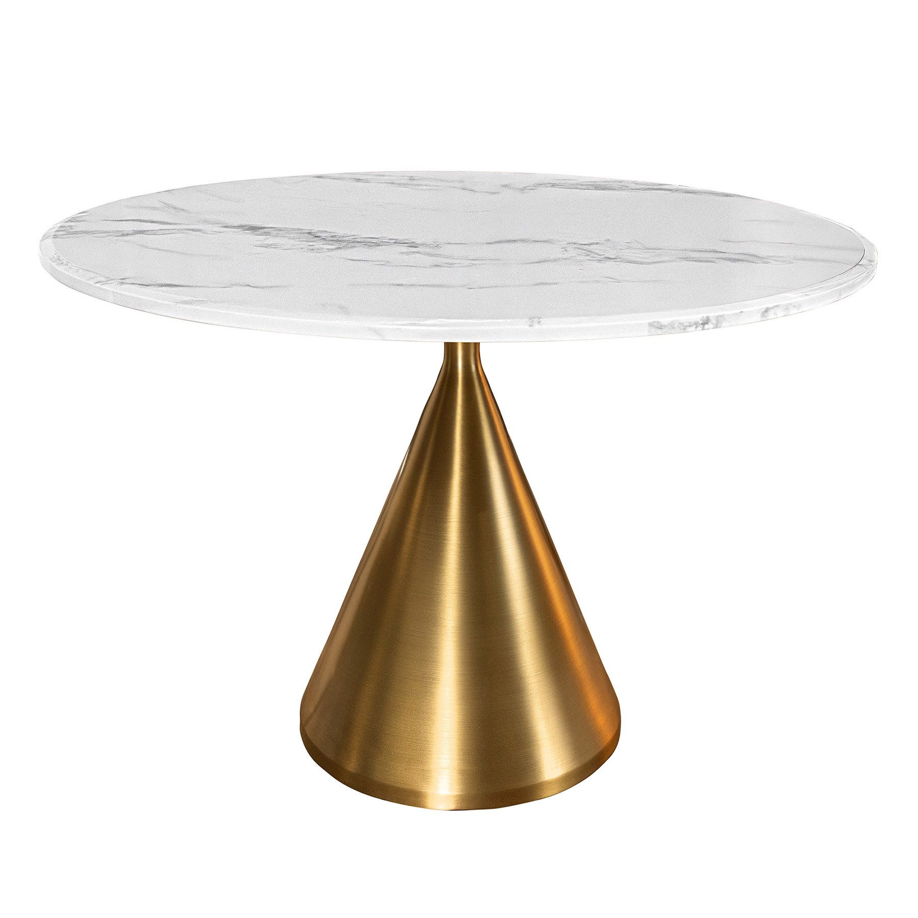 riess-ambiente Esstisch ELEGANCIA Ø130cm Marmor weiß / gold– rund, chromfar günstig online kaufen