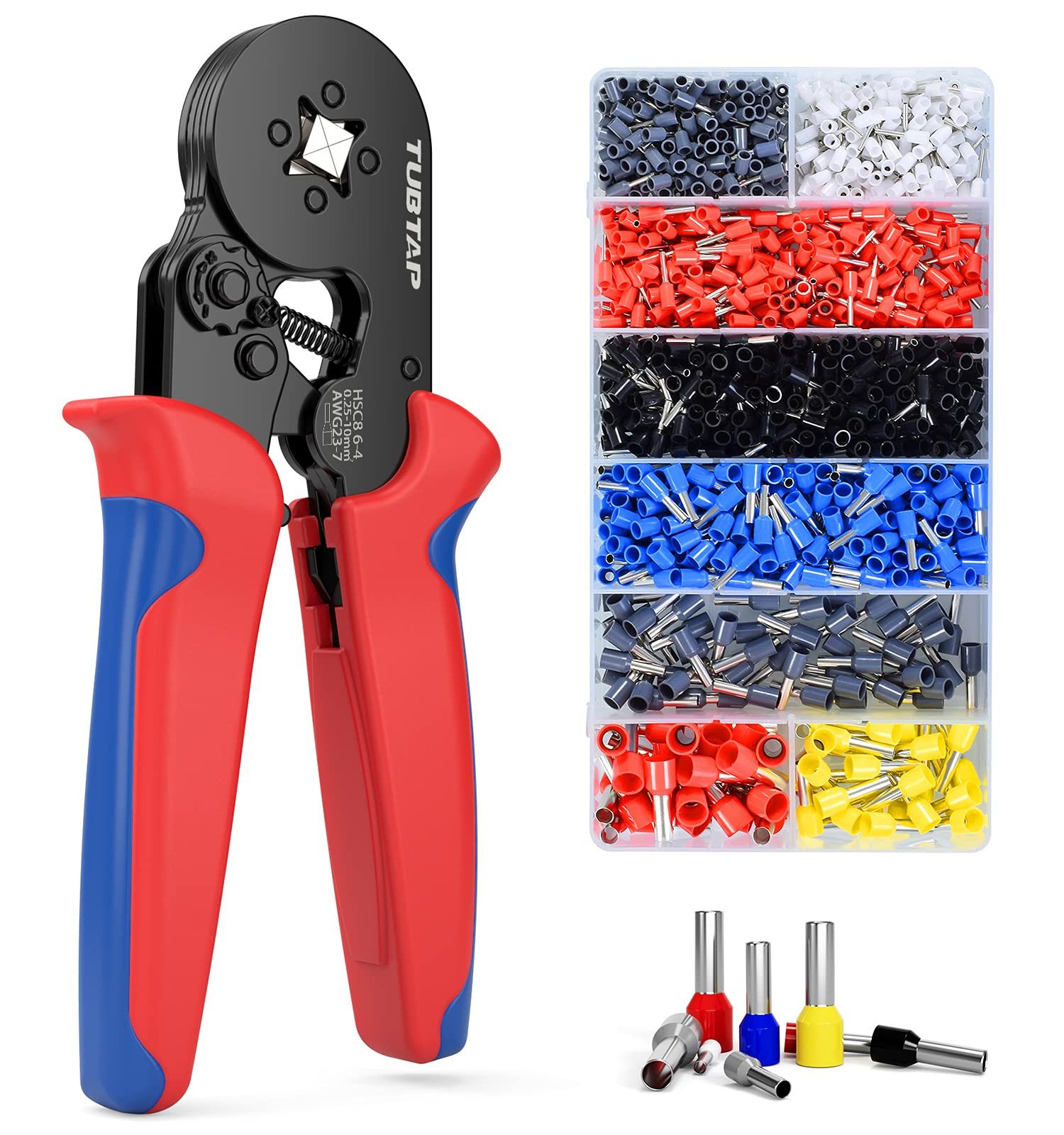 Abisolierzange 1800/1200-tlg Hülsen und Crimpzange,Crimp-Set mit Organizer 0,25–10mm²
