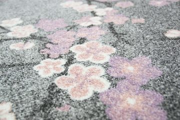 Teppich Teppich modern Wohnzimmer Teppich mit Blumenmotiv Pink Grau, Teppich-Traum, rechteckig, Höhe: 13 mm