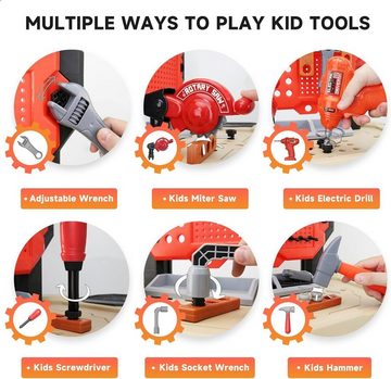 COIL Spielwerkzeugkoffer Kleinkind-Werkzeugbank-Set, Kinder-Werkzeug-Set, (78-tlg), für Jungen und Mädchen im Alter von 3–5 Jahren