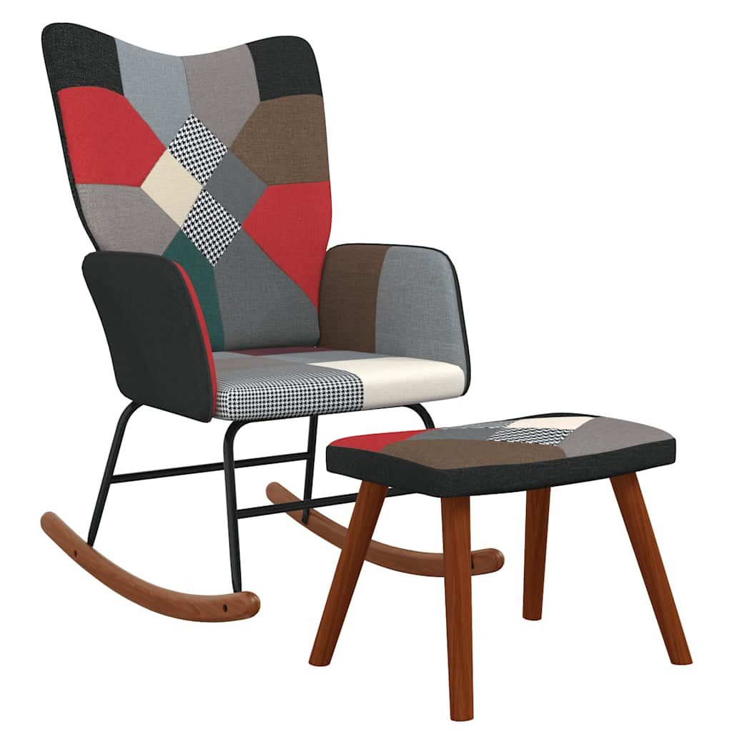 vidaXL Schaukelstuhl Schaukelstuhl mit Hocker Patchwork günstig online kaufen