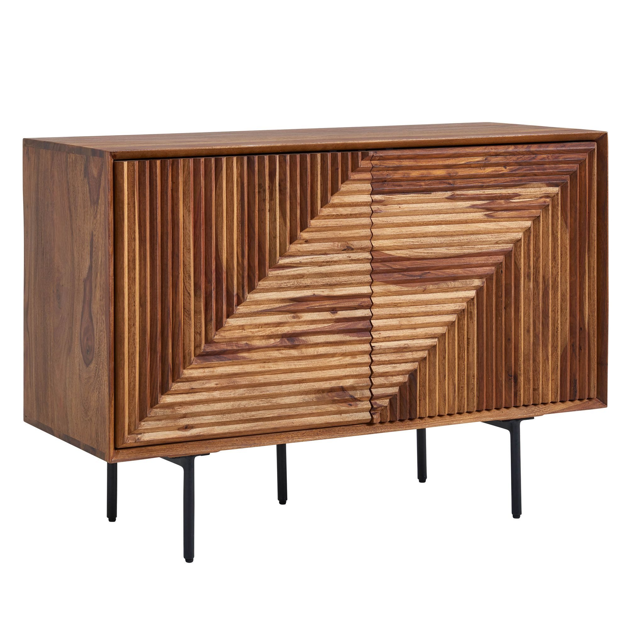furnicato Sideboard Massivholz, Walnuss Finish 100x71x40 cm Braun (1 St)