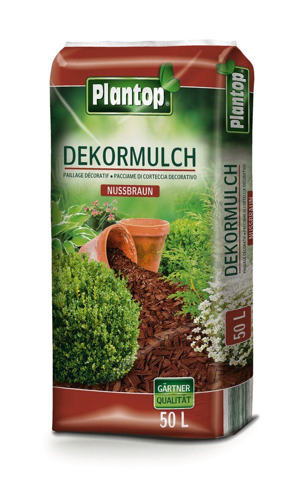 Plantop Blumenerde PLANTOP Dekormulch nussbraun, 50 Ltr