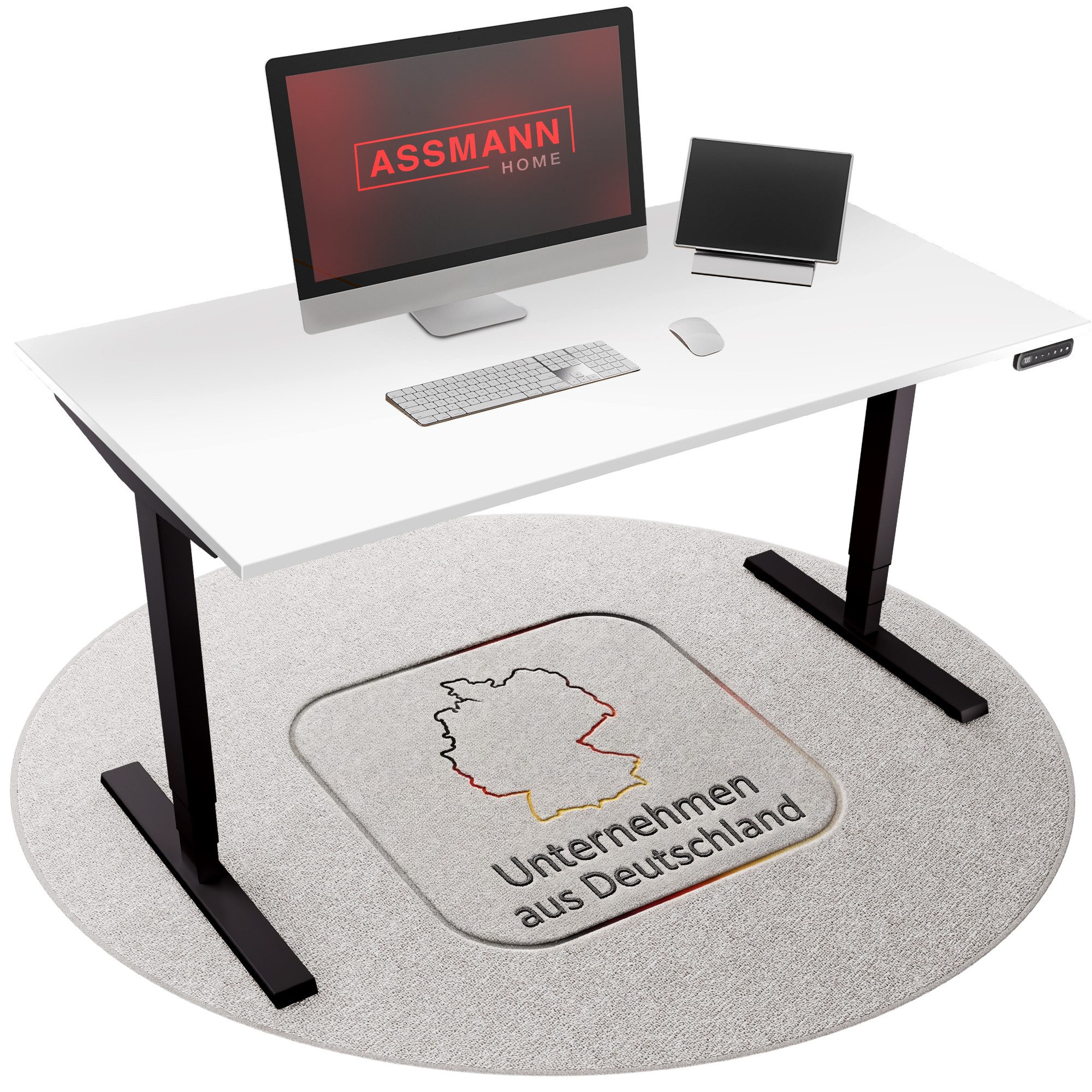 ASSMANN Büromöbel Schreibtisch Y-LINE (120x70cm Schwarz Weiß Kollisions-Schutz, Elektrisch höhenverstellbar, Kindersicherung 2-fach-Motorik Doppelhub, einfache Montage, für Büro und Homeoffice), TÜV-zertifiziert, Blauer Engel, 5 Jahre Herstellergarantie