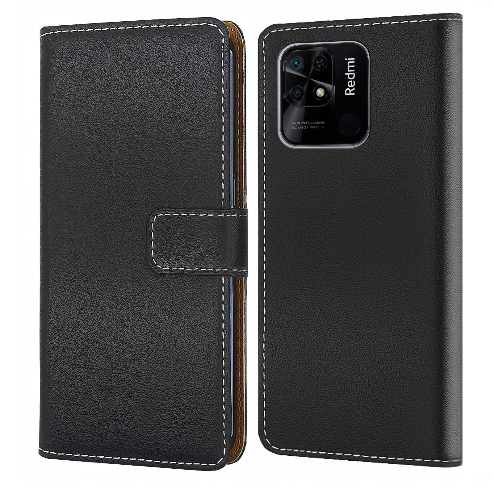 Numerva Handyhülle Bookstyle Etui für Xiaomi Redmi 10C, Handy Tasche Schutzhülle Klapphülle Flip Cover Schwarz