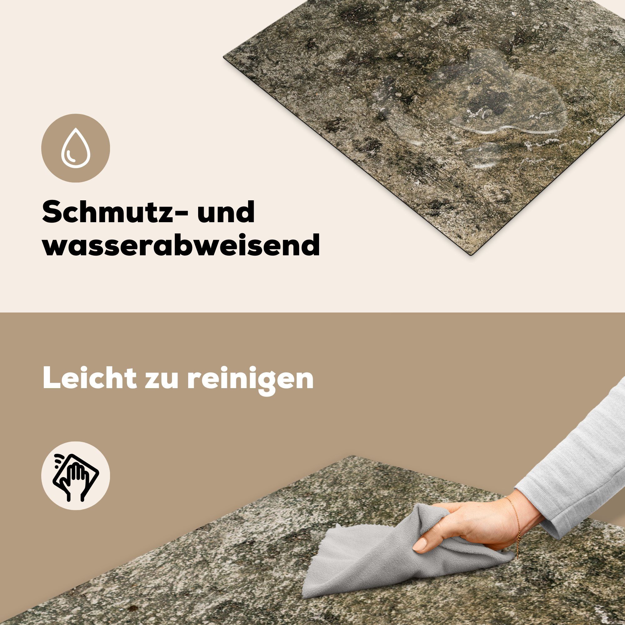 MuchoWow Herdblende-/Abdeckplatte Ceranfeldabdeckung nutzbar, - Abdeckplatte Mobile cm, - tlg), Beton - 60x52 (1 Arbeitsfläche Rost Vintage - Induktionsschutz, Vinyl