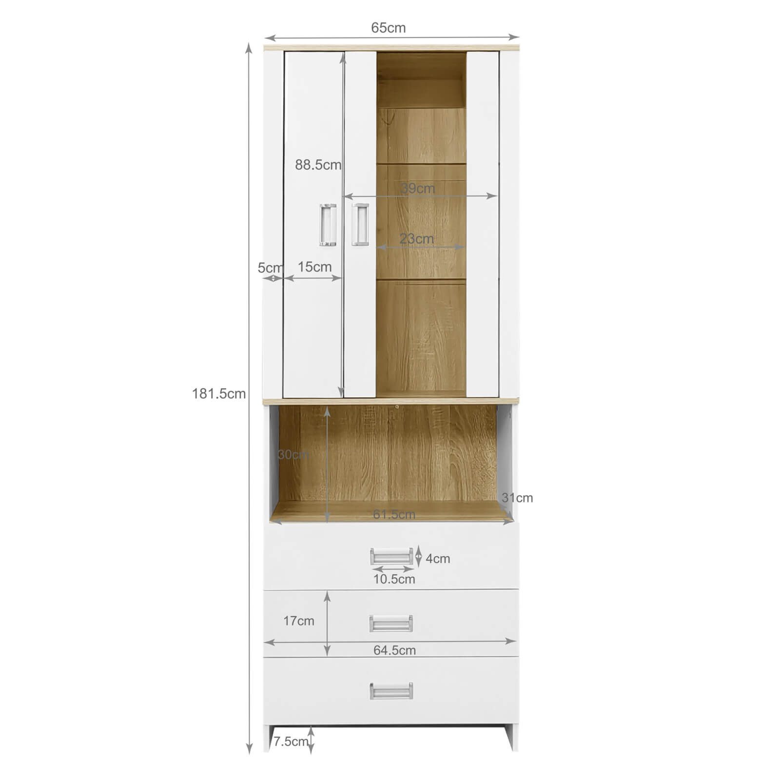 Furnishings Home Hochschrank Weiße Vitrine + günstig online kaufen