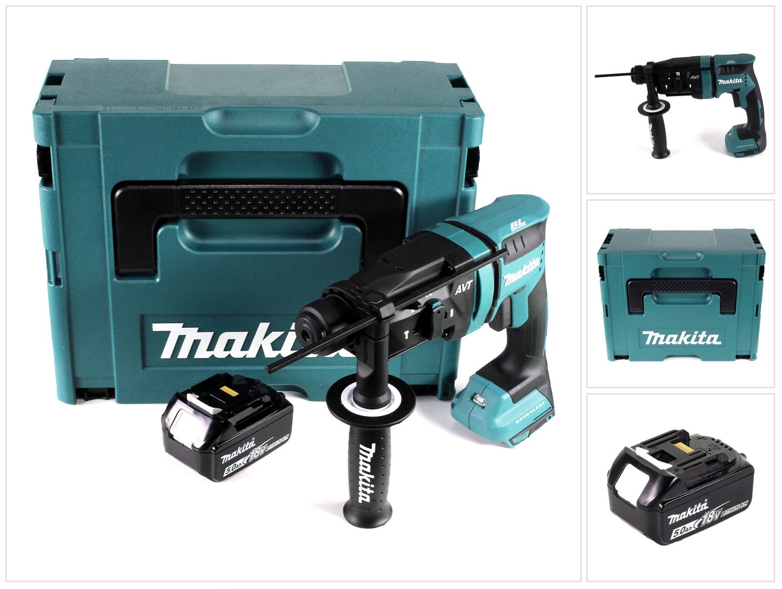 Makita Akku-Kombibohrhammer DHR 182 T1J Akku Bohrhammer 18V 1,7J SDS plus Brushless