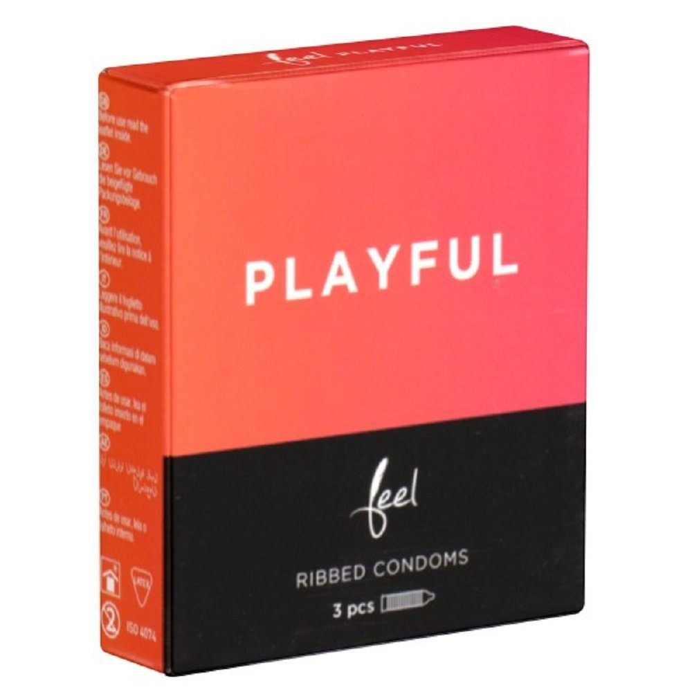 Feel Kondome Playful - Rippen Packung mit, 3 St., intensiv gerippte Kondome mit stimulierender Struktur für Männer