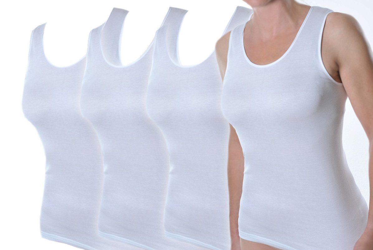 Damen Satinkante Collection® Satinkante (4 Unterhemd mit mit Baumwolle Achselhemd Toker reine Stück)