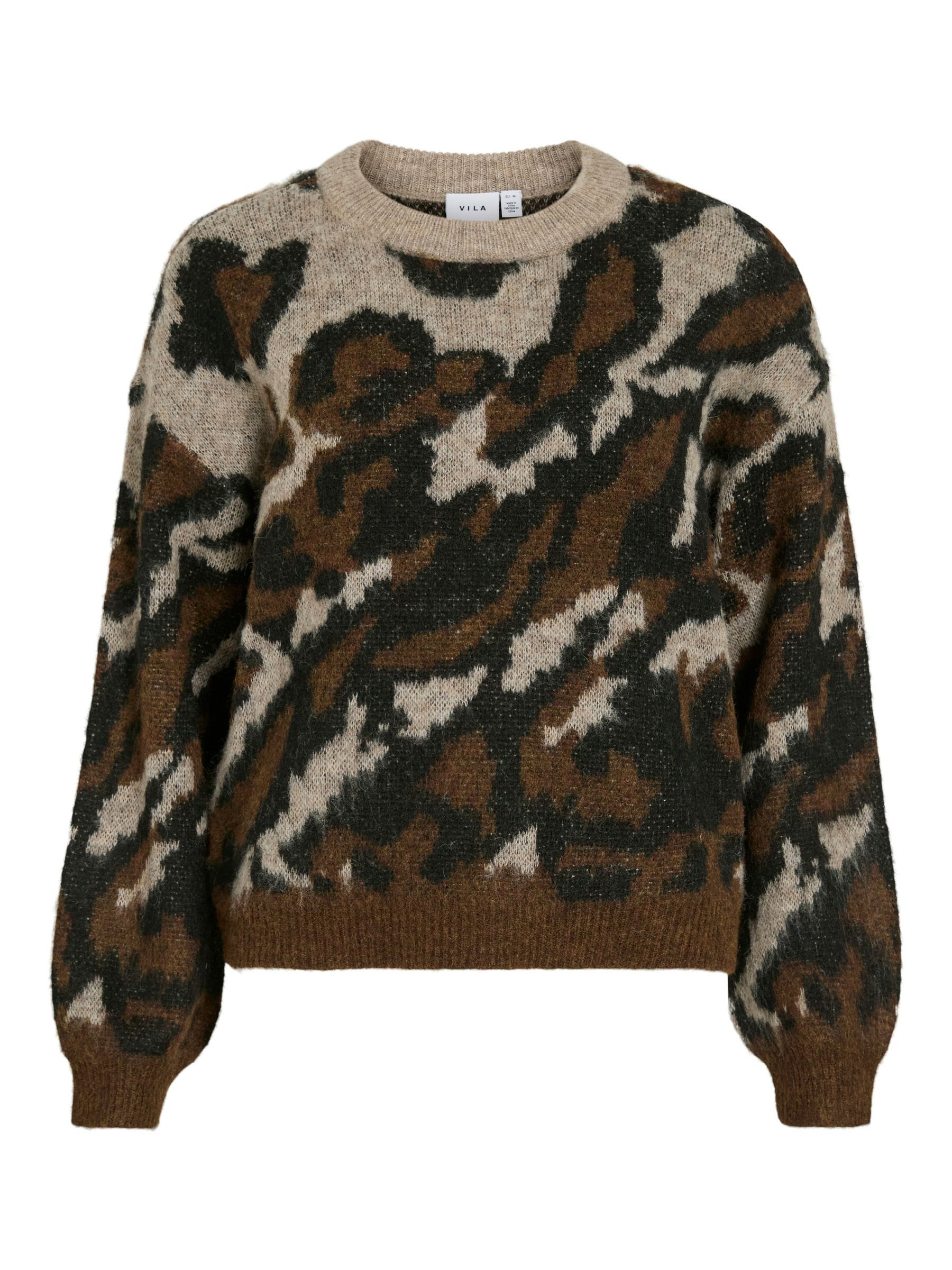 Vila Strickpullover Stylischer Camouflage-Look mit zeitlosem Flair (1-tlg) günstig online kaufen