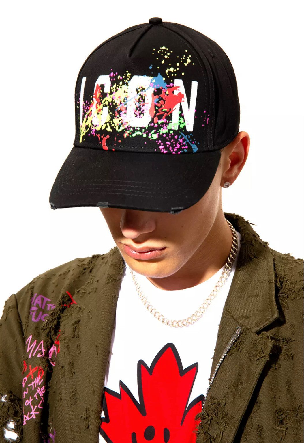 Dsquared2 Baseball Cap Icon Splash Cap Paint-Splatter Farbspritzer und Dist günstig online kaufen