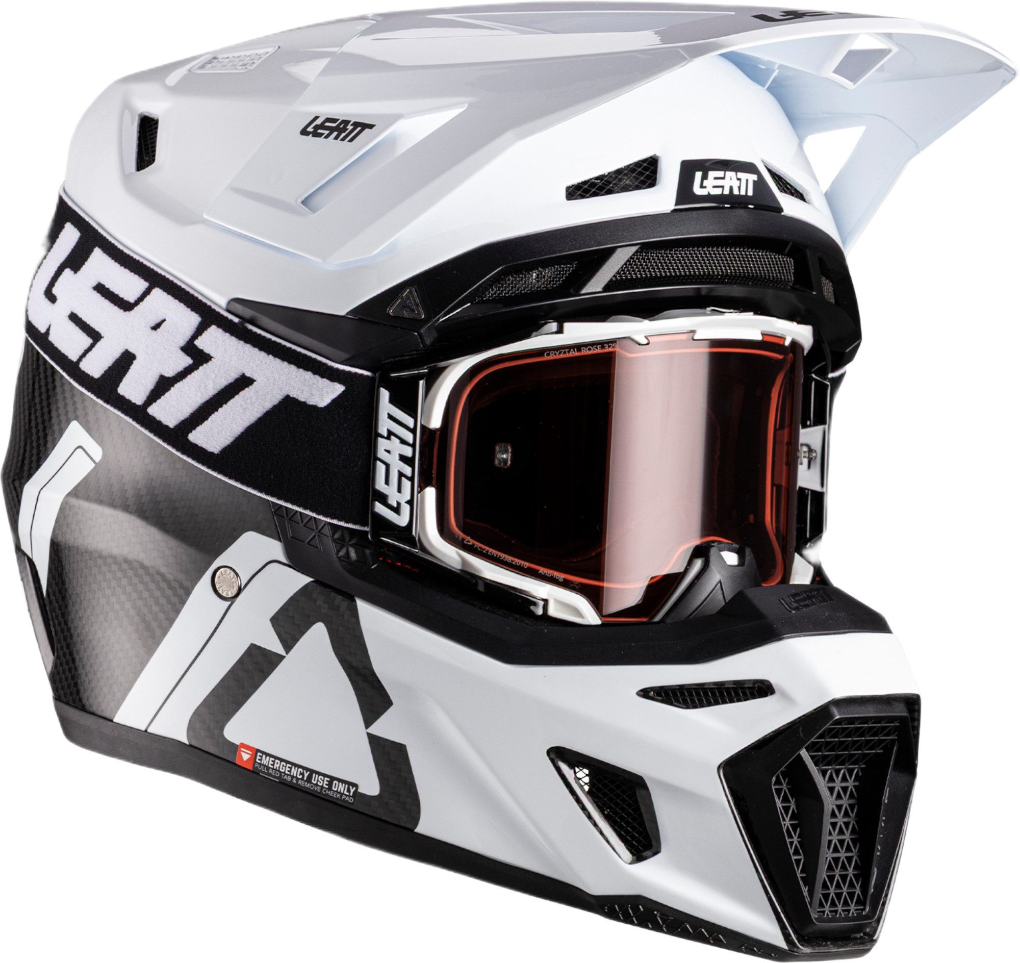 Leatt Motocrosshelm 9.5 Carbon V26 Motocross Helm mit Brille, Notfallsystem-polsterung (eqrs)
