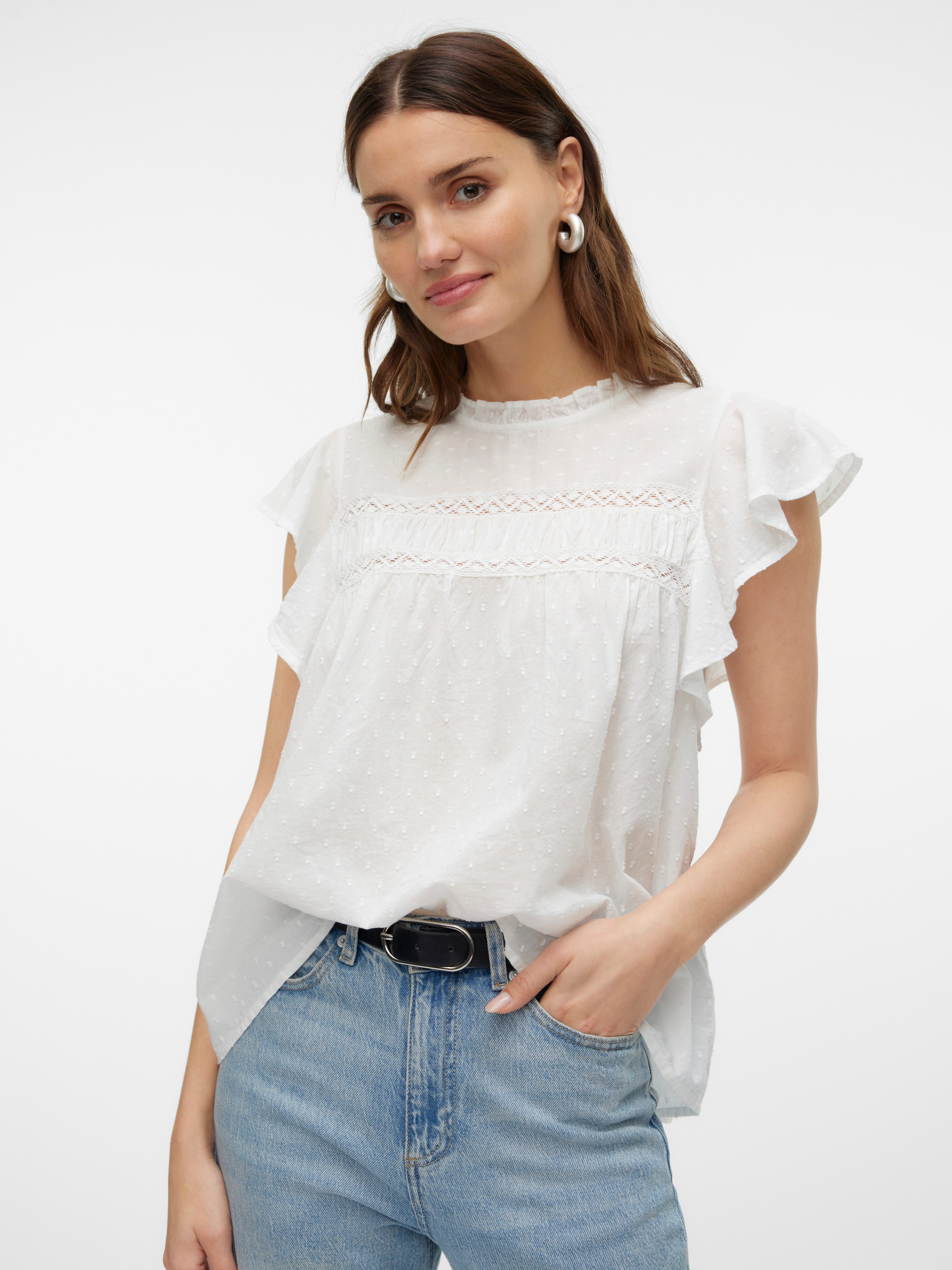 Vero Moda Blusenshirt VMTRINE SL LACE TOP WVN NOOS Baumwolle günstig online kaufen
