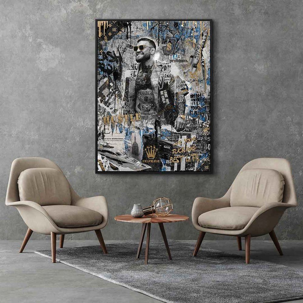 DOTCOMCANVAS® Leinwandbild, Rahmen Conor Premium Edition goldener - McGregor Motivationsbild