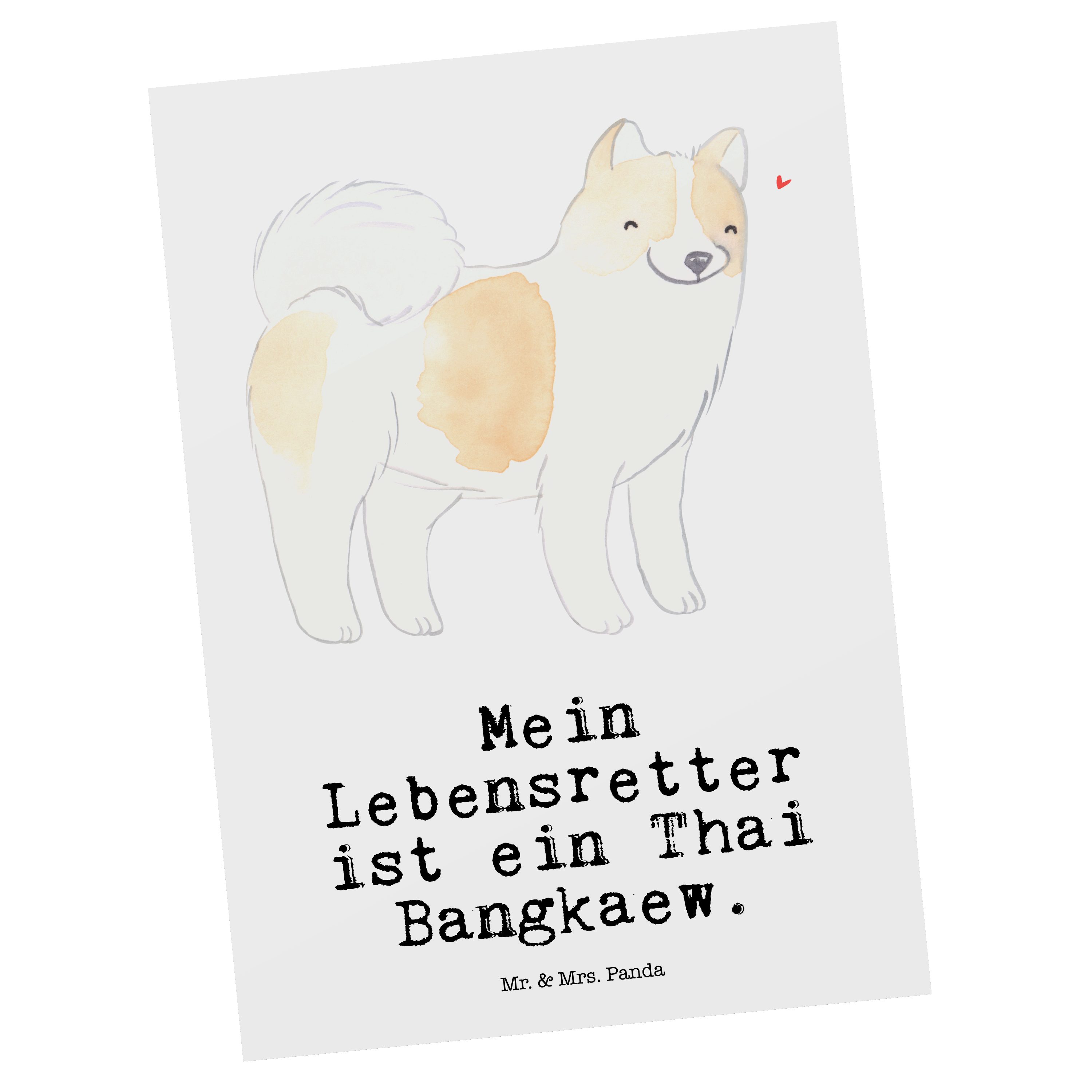 Mrs. Thai & Weiß Panda Grußkarte Dankeskarte, Postkarte Bangkaew - Mr. Geschenk, Lebensretter -