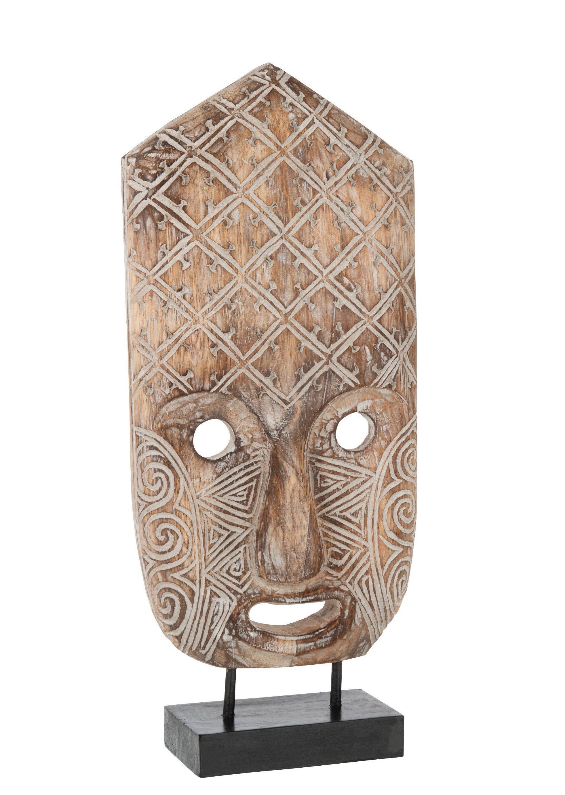 in - Dekoobjekt Handgefertigtes Braun Alabama GILDE Unikat Maske Base Holzfigur Wei auf
