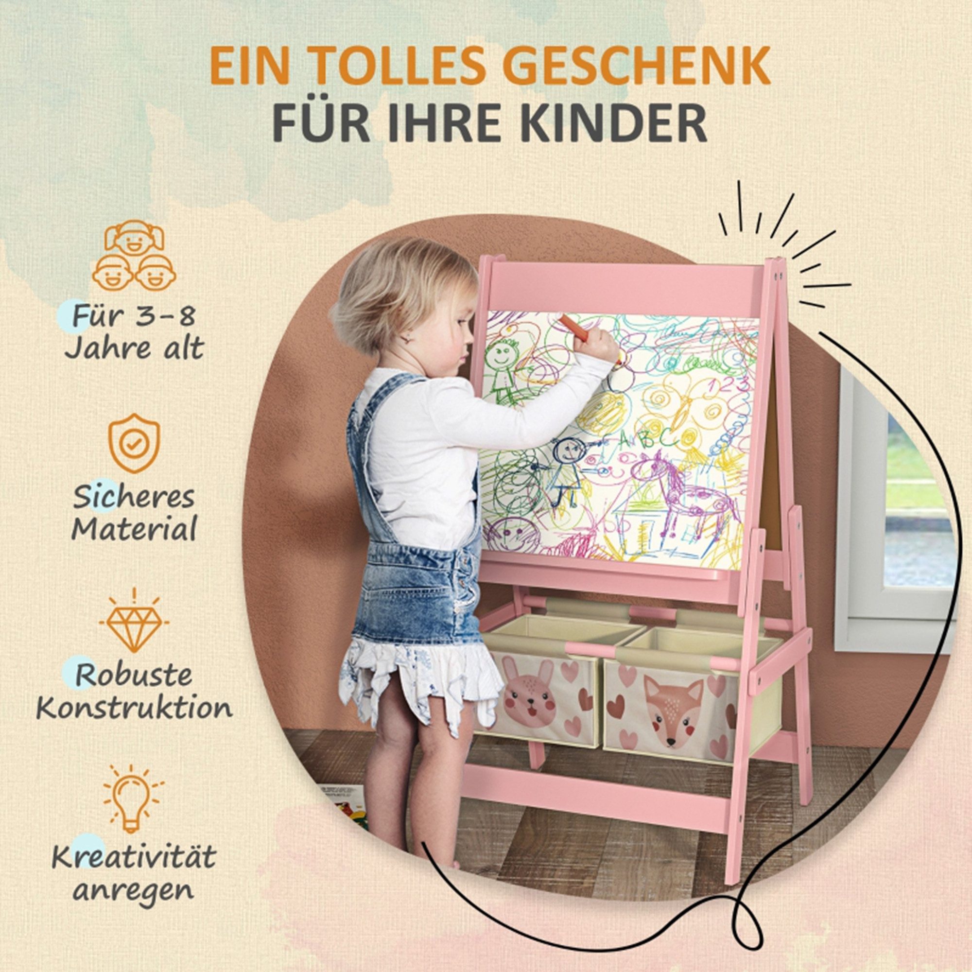 MC Star Staffelei 3-in-1 Kinder Staffelei mit Papierrolle, Kreidetafel, Whi günstig online kaufen