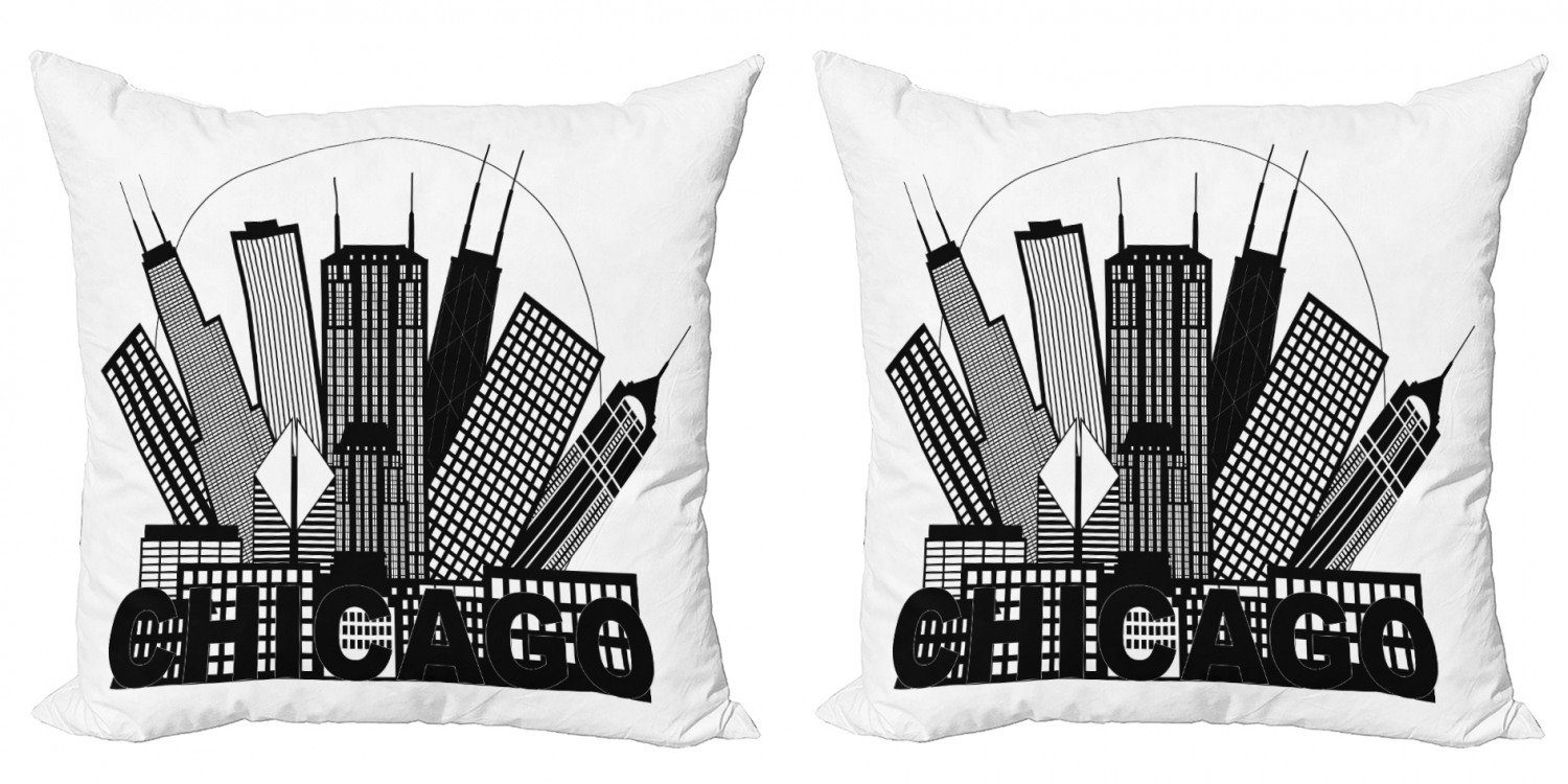 Doppelseitiger Kissenbezüge Abakuhaus Chicago Modern Skyline Stück), Stadt (2 Digitaldruck, Kreis Accent in