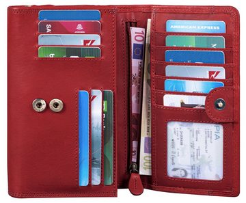 Benthill Geldbörse Damen Portemonnaie Echt Leder Groß RFID mit vielen Kartenfächer, RFID-Schutz Kartenfächer Münzfach Reißverschlussfach