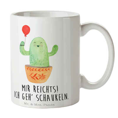 Mr. & Mrs. Panda Tasse Kaktus Luftballon - Weiß - Geschenk, Teetasse, Tasse Motive, Freude, Keramik, Brillante Bedruckung