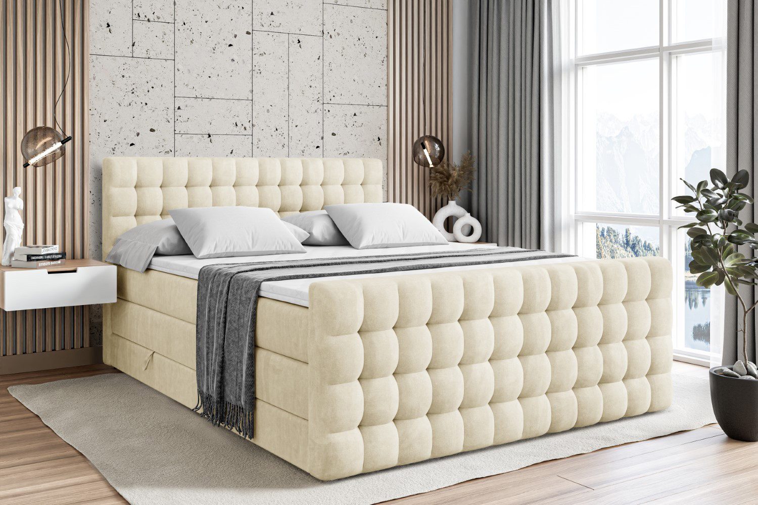 ALTDECOR Boxspringbett VIONE-Z KING (mit Matratze und Lattenrost Topper Pol günstig online kaufen