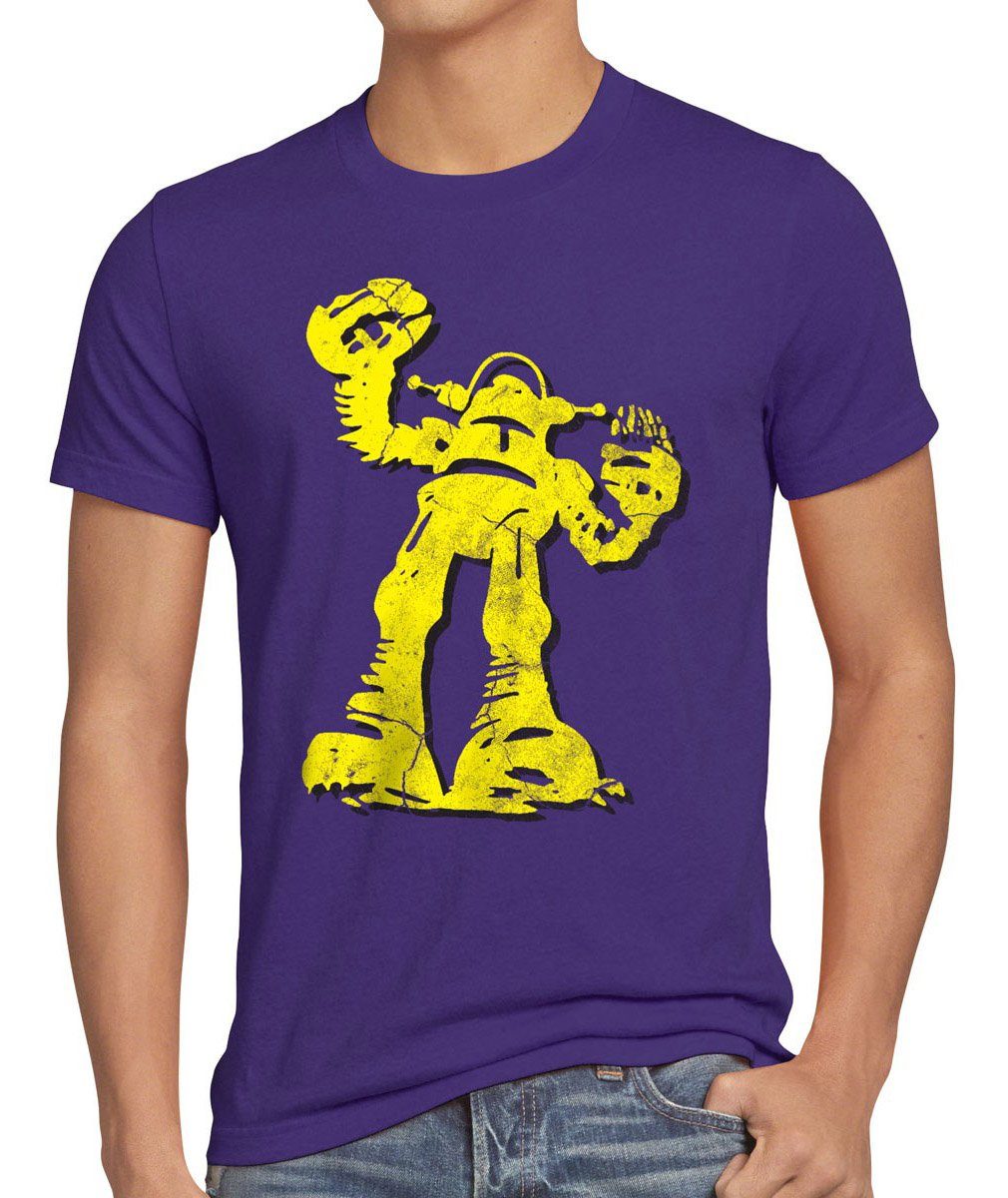 style3 Print-Shirt Herren T-Shirt Hero Robot Big Bang Sheldon TV Serie Roboter Cooper Comic Theory lila