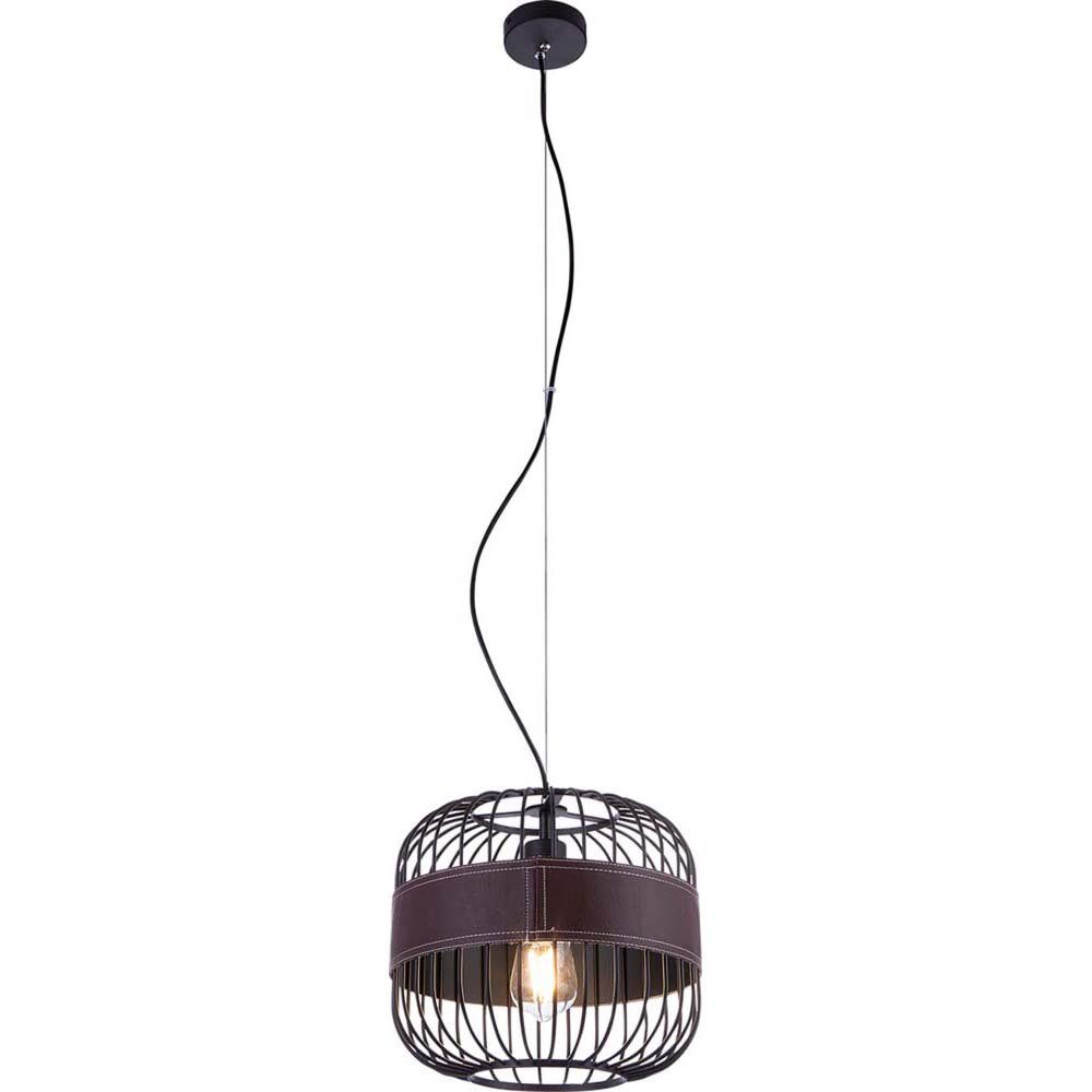 GLOBO LIGHTING Hängeleuchte, Leuchtmittel nicht inklusive, Hängeleuchte Pendellampe Lederring Schwarz Metall H 120 m Wohnzimmer