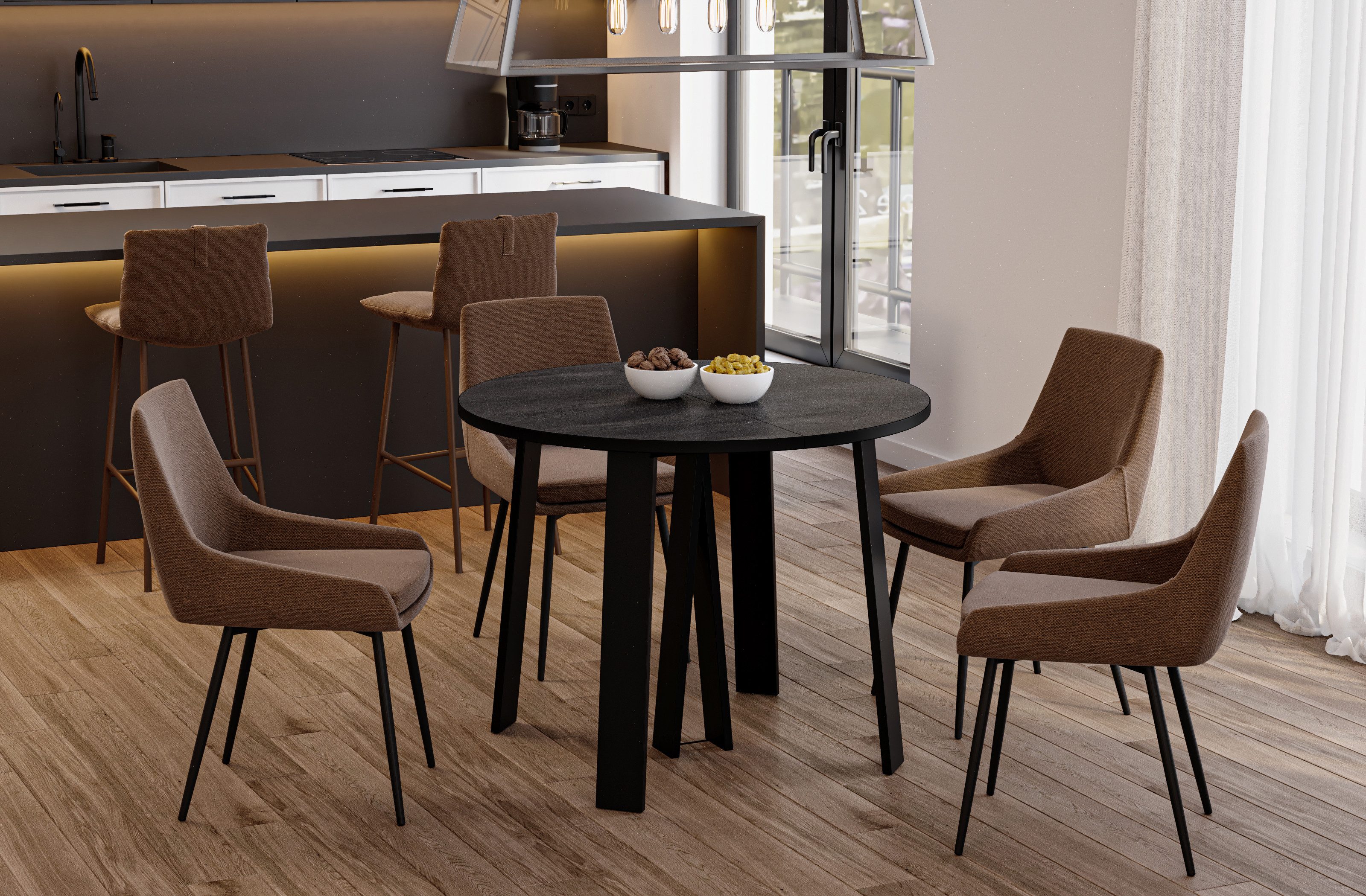 Endo-Moebel Esstisch XXL "Mars" 100-312cm ausziehbar, runder erweiterbarer günstig online kaufen