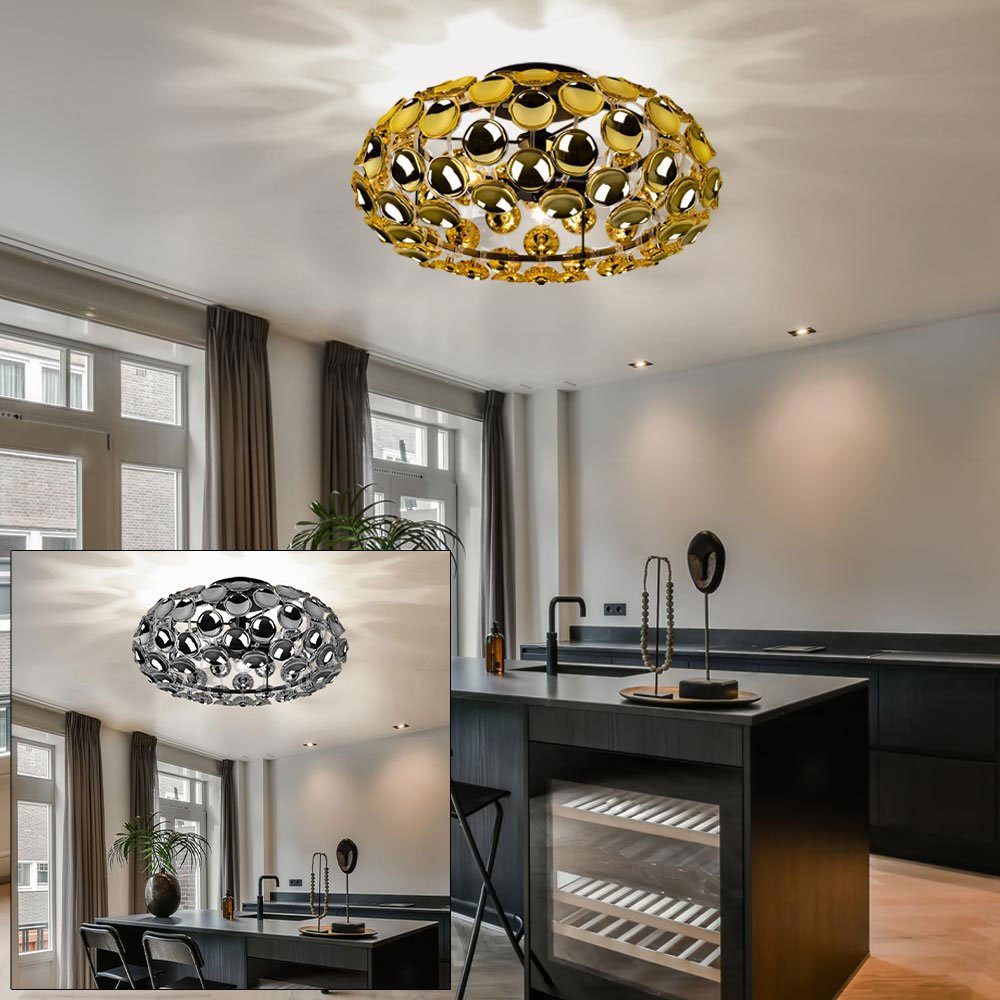 etc-shop LED Deckenleuchte, Leuchtmittel inklusive, Wohnzimmerlampe Flur Deckenlampe Deckenleuchte Chrom modern Warmweiß