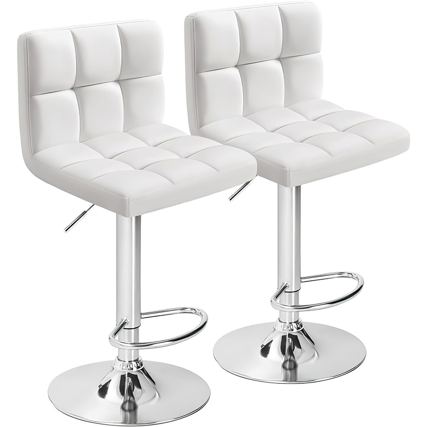 Barhocker 2er Set Höhenverstellbar PU-Leder mit Lehne Barstuhl Bar Hocker Stool