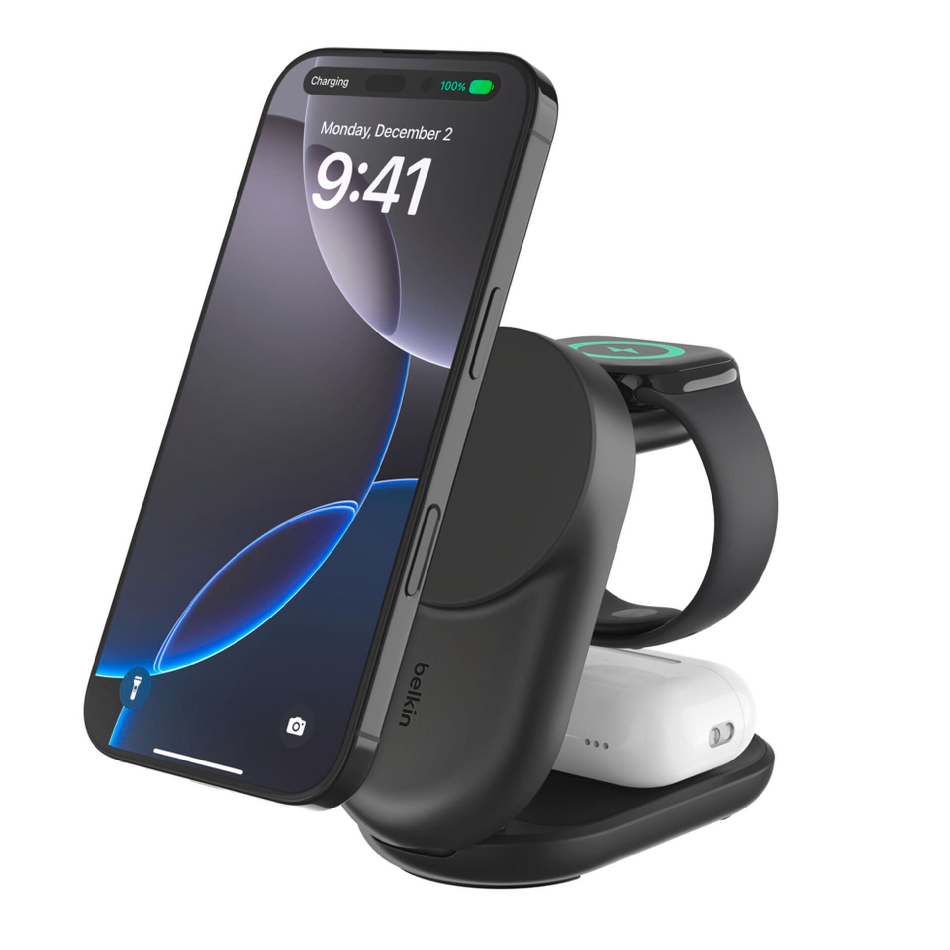 Belkin UltraCharge Faltbare magnetische 3-in-1-Ladestation mit Qi2 25W Wireless Charger