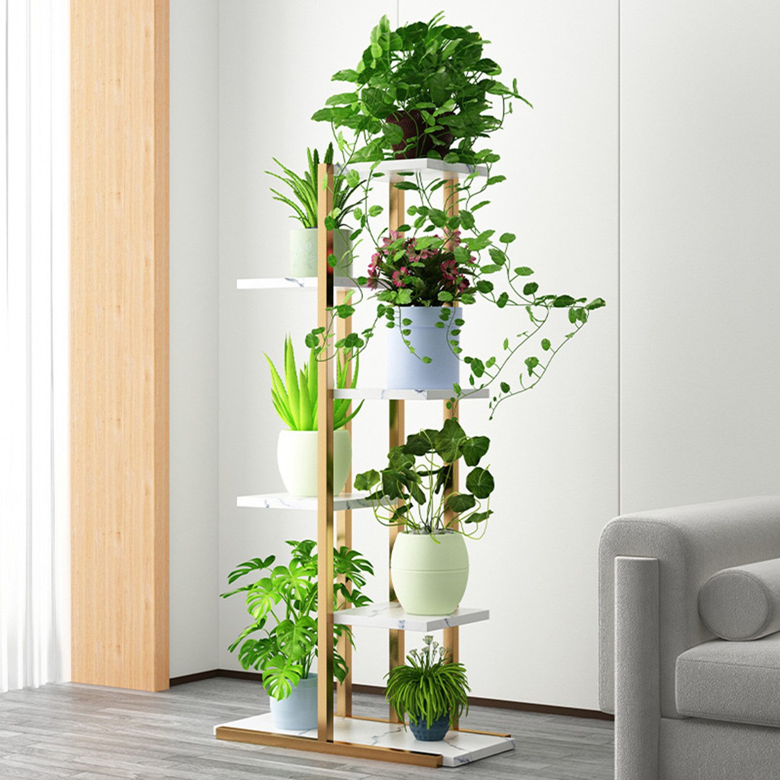 Rutaqian Blumenständer 6-Tier Metall Blumenregal Pflanzenregal, günstig online kaufen
