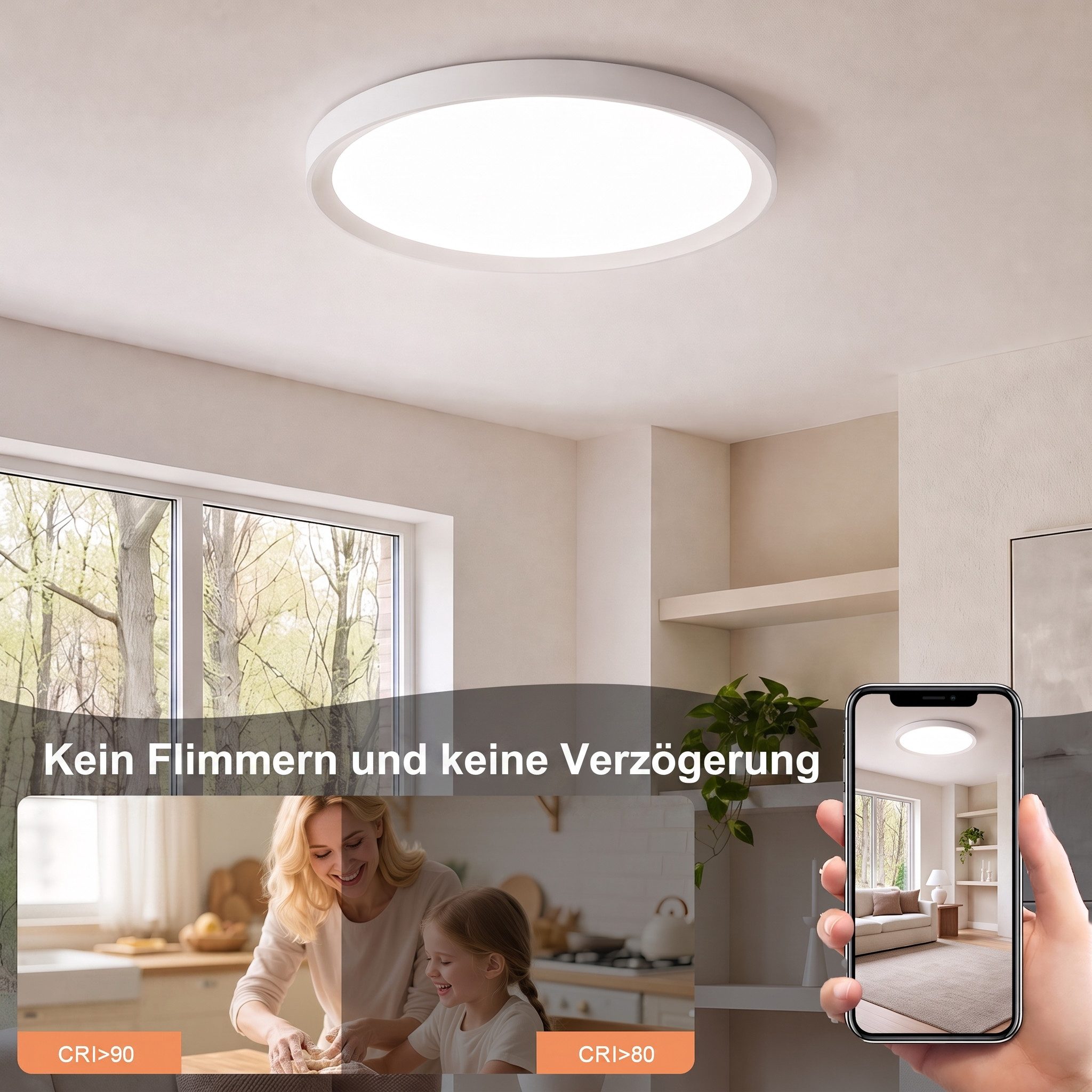 oyajia LED Deckenleuchte 36W Ultra Dünn LED Deckenlampe, Schlicht Weiß Lampe 28cm x4cm Kaltweiß, 36W, LED fest integriert, Kaltweiß, Modern LED Deckenleuchte fü – Bild 4 von 5