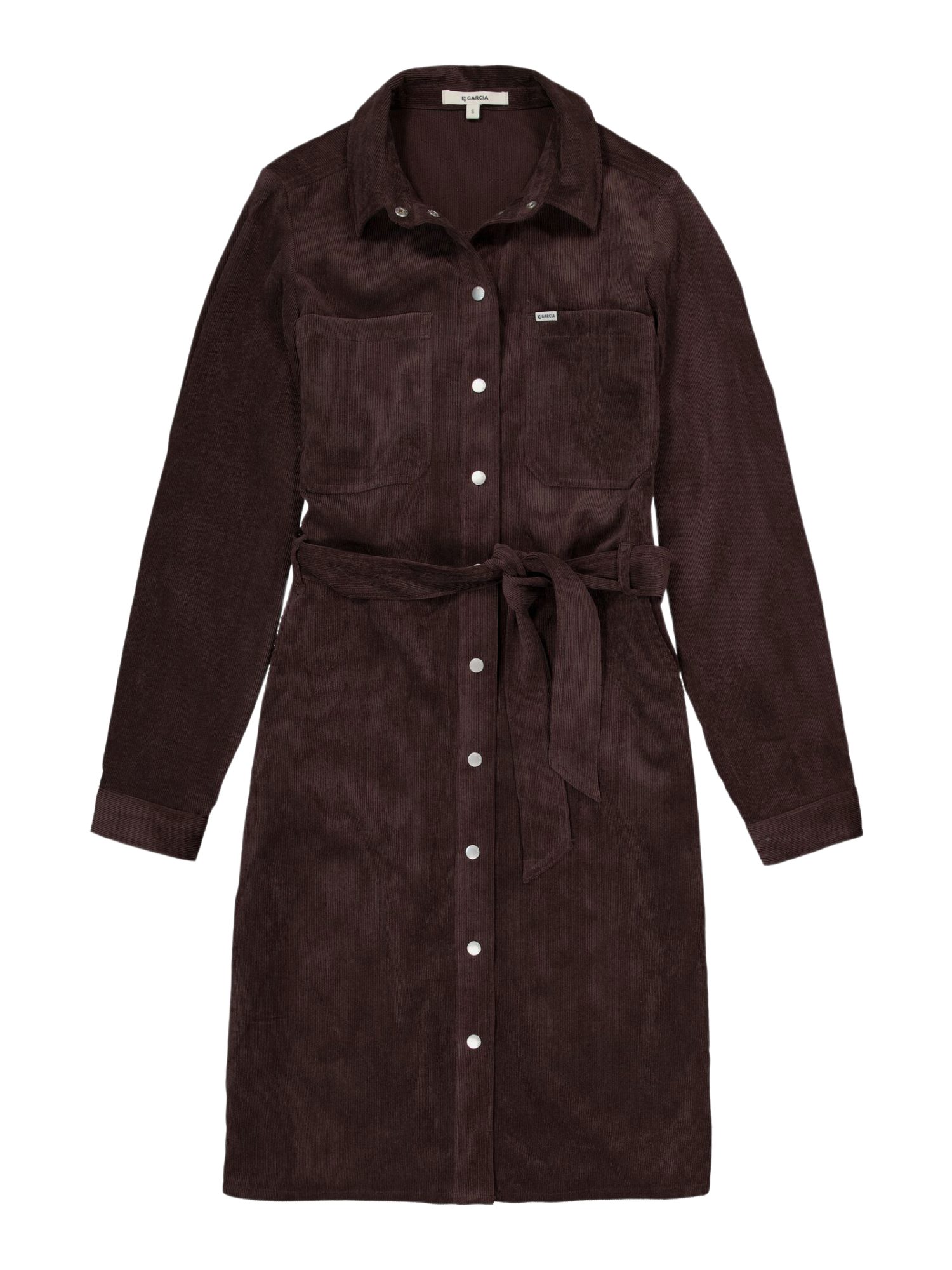 Garcia Partykleid braun,Casual,Polyester,Strukturiert,Hemdblusenkragen,Lang,Regular Fit