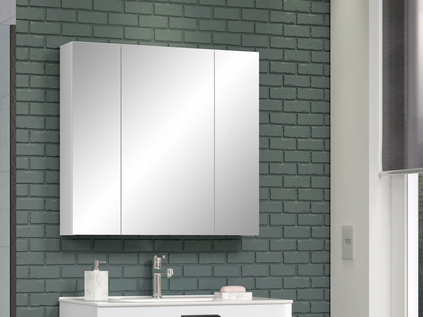 Riva Bad Türen weiß. Spiegelschrank Badezimmerspiegelschrank (1-St) ebuy24 3