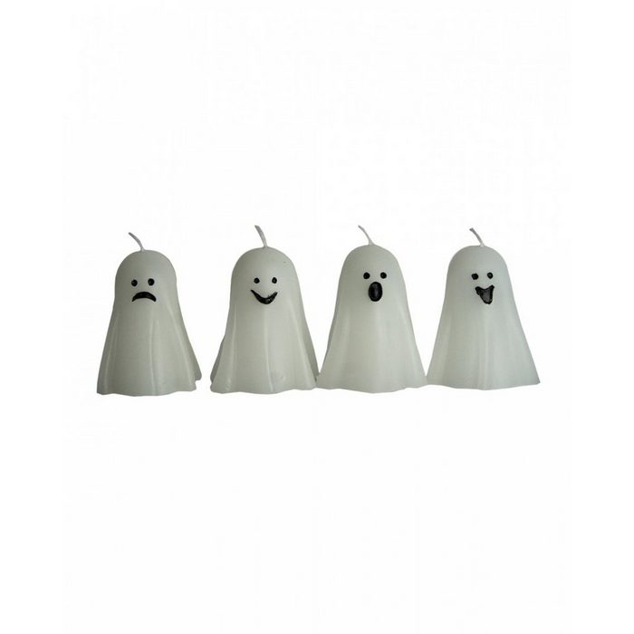 Horror-Shop Dekofigur Mini Geister Kerzen als Halloween Deko im 4er Set