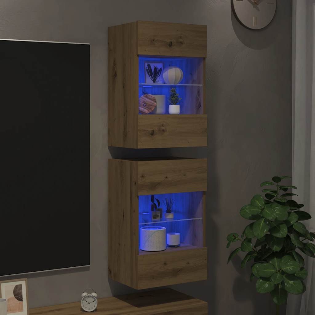vidaXL TV-Wand TV-Wandschränke mit LED-Leuchten 2 günstig online kaufen