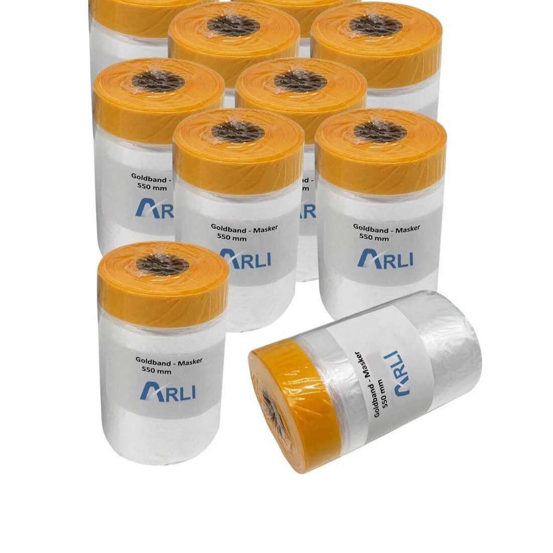 ARLI Abdeckfolie 20x Goldband Masker 550 mm x 25 m, 0,01 mm Stärke, für Malerfolie, Abdeckfolie mit Klebeband, (20er, 20-St., Set), Abdeckfolie Malerfolie Baufolie Tape