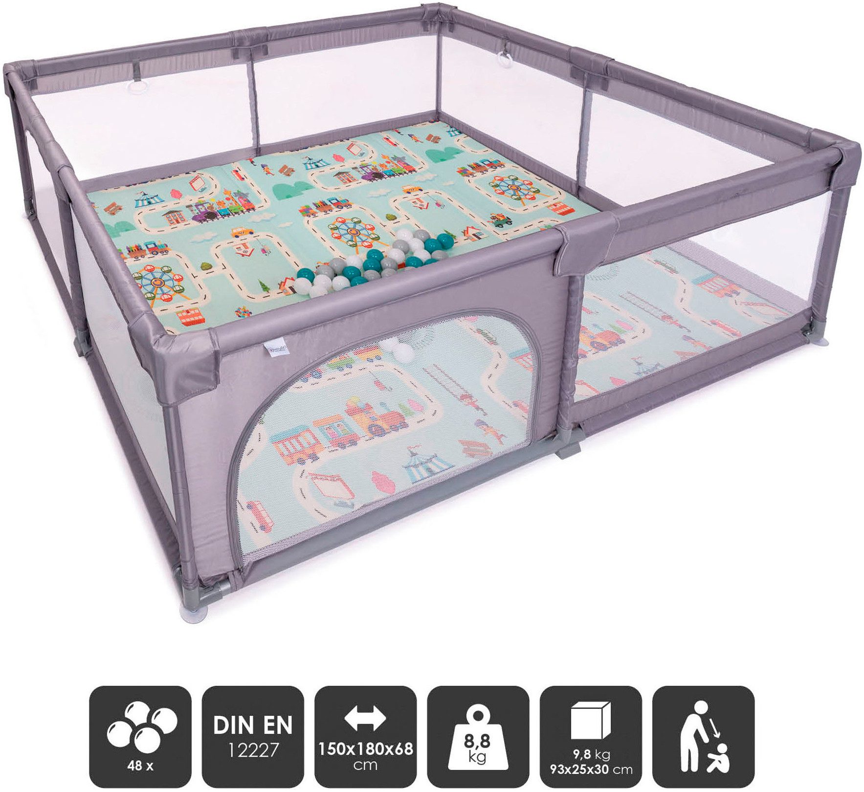 BabyGo Laufstall Bällebad, Playpark 2, inkl. 48 Spielbälle und Spielmatratz günstig online kaufen