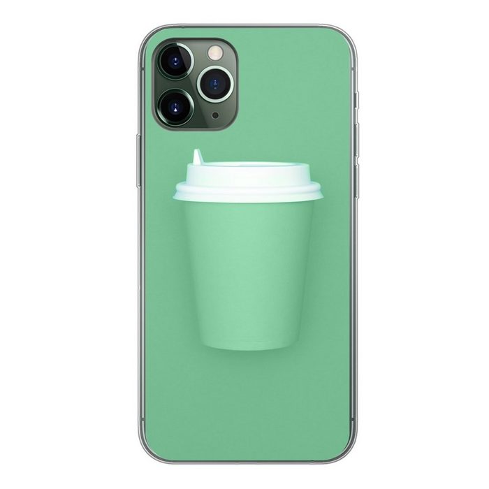 MuchoWow Handyhülle Mintgrüner Kaffeebecher Handyhülle Apple iPhone 11 Pro Smartphone-Bumper Print Handy