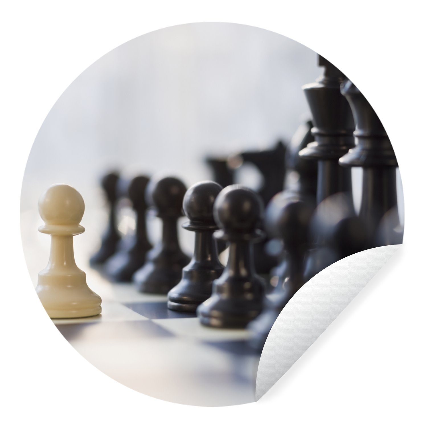 MuchoWow Wandsticker Schwarz gewinnt beim Schach (1 St), Tapetenkreis für Kinderzimmer, Tapetenaufkleber, Rund, Wohnzimmer