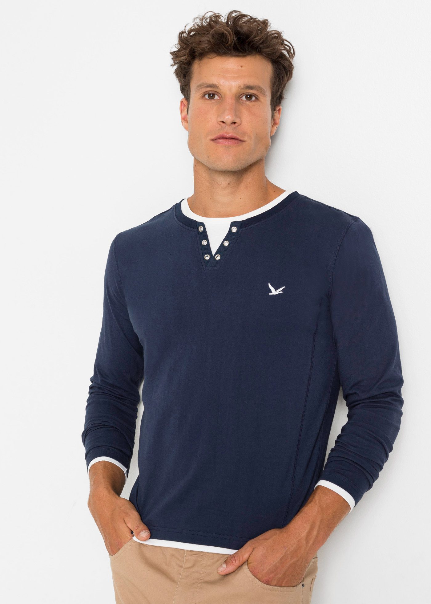 bonprix 2-in-1-Shirt (Packung, 2-tlg) Regular Fit, Langarm, aus Baumwolle, unifarben