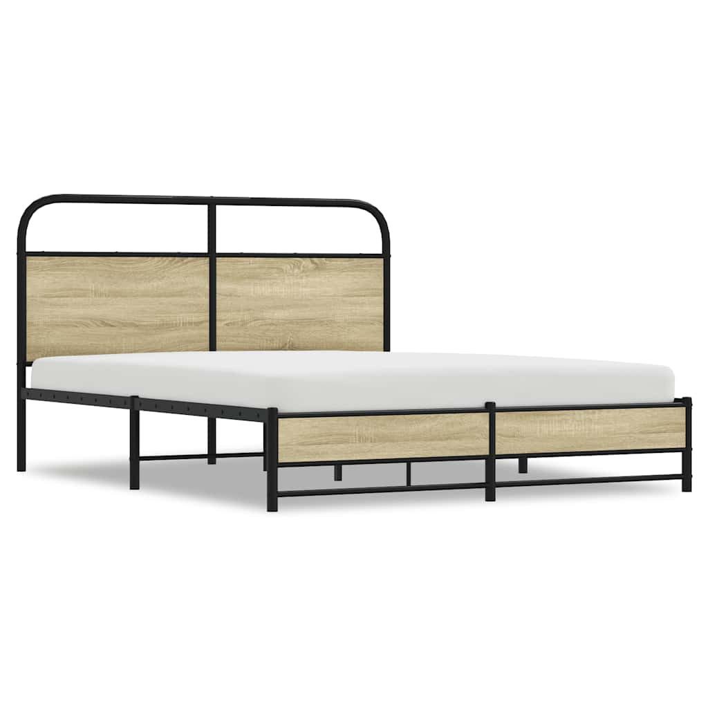 vidaXL Bett Metallbett ohne Matratze Sonoma-Eiche günstig online kaufen