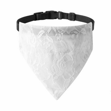 Monkimau Hunde-Halsband Hundehalsband Hochzeit Set mit Schleife, Halstuch und Hut in weiß - S