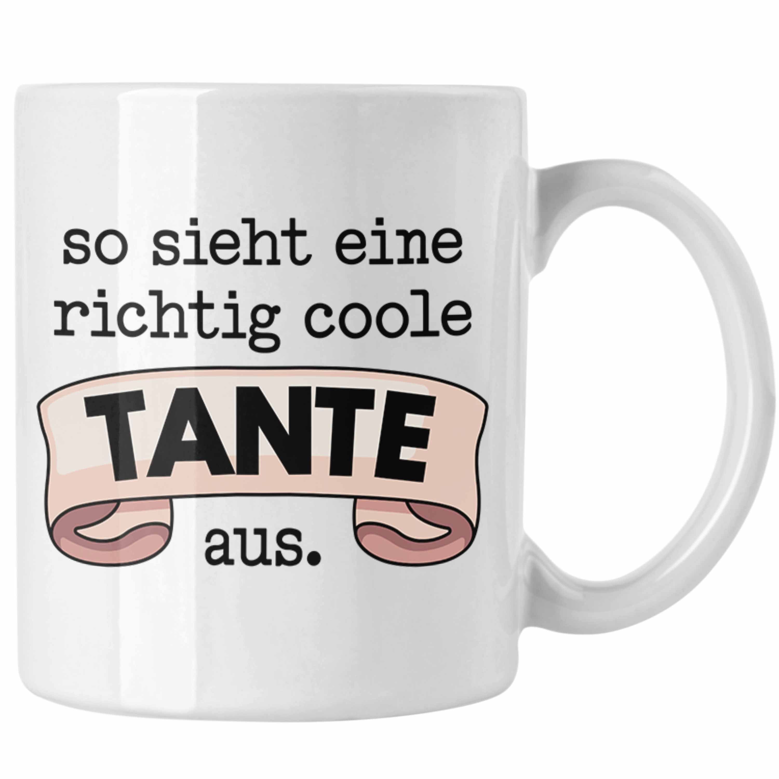 Trendation Tasse Trendation - Beste Tante Geschenk Tasse mit Spruch Kaffeetasse für Coole Tante Weiss