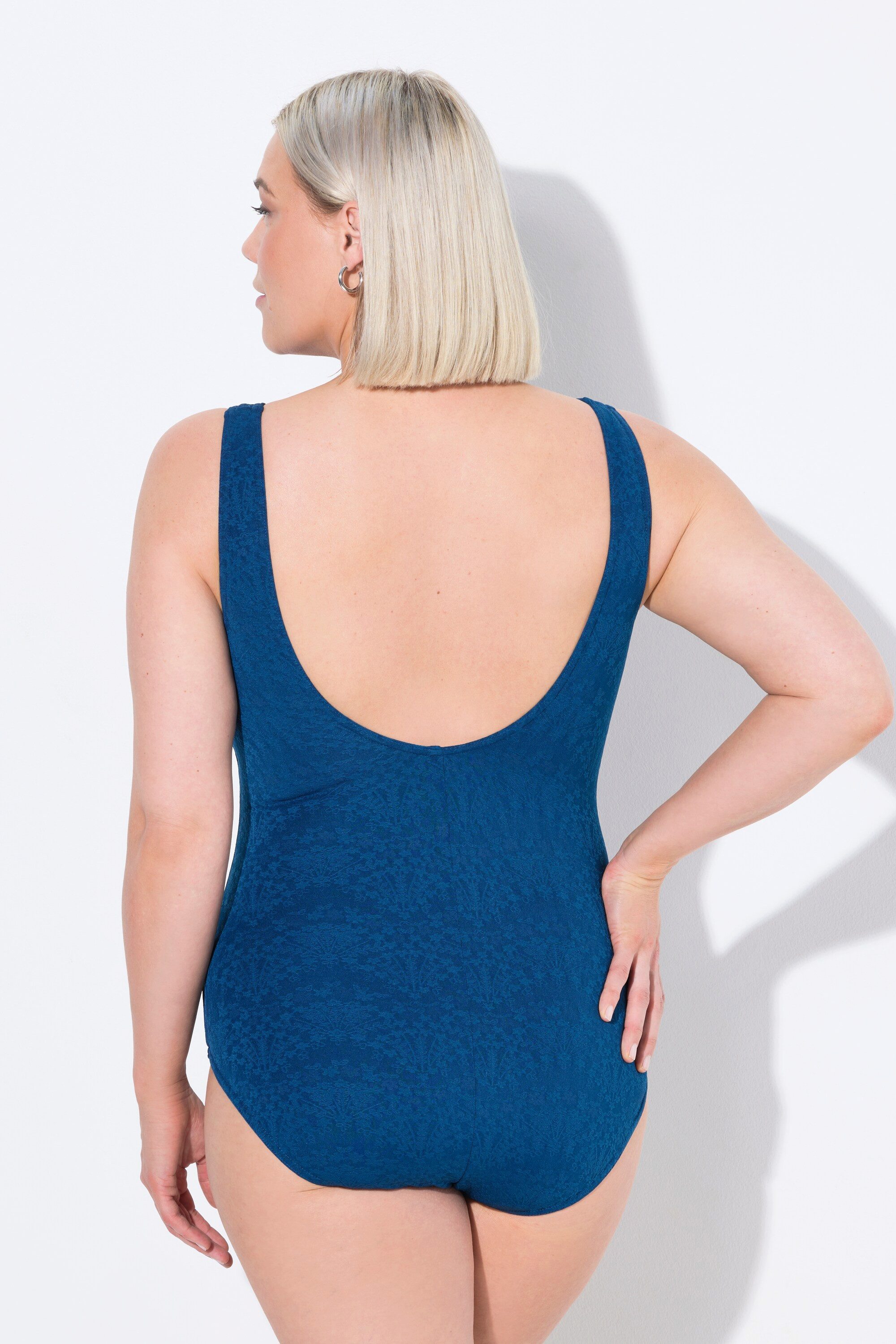 Ulla Popken Badeanzug Badeanzug Pfauen ohne Softcups Rundhals