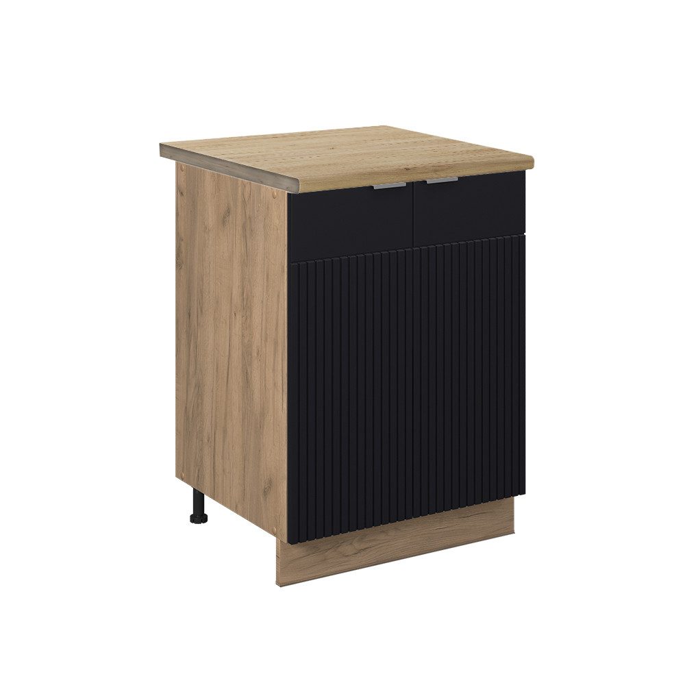 Vicco Unterschrank Fame-Line, Schwarz gestreift/Goldkraft Eiche, günstig online kaufen