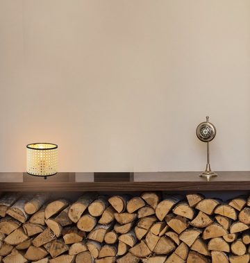 bmf-versand Tischleuchte LED Tischlampe Landhaus Rattan Tischleuchte Modern Holz Optik