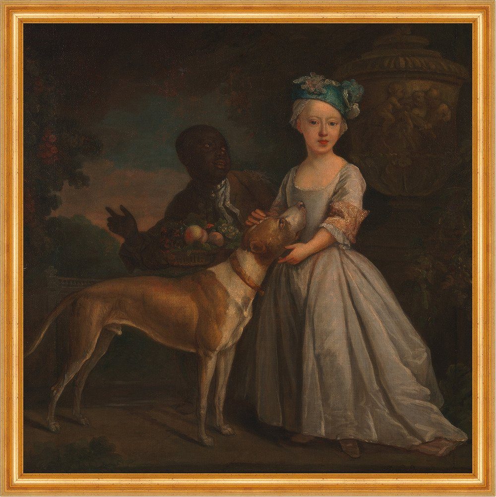 Kunstdruck A Young Girl with a Dog and a Page Bartholomew Dandridge Hund Diener B